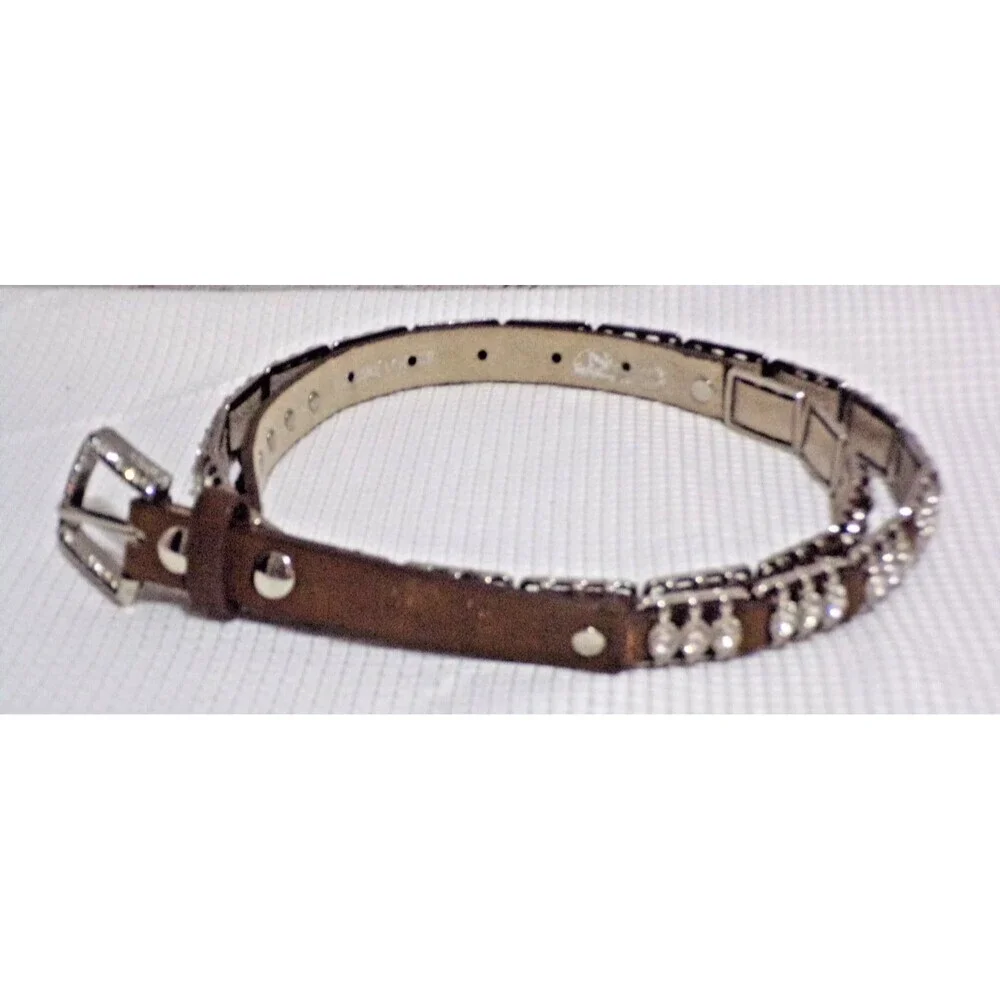 Nocona Bling Belt‎ Silver Leather Adjustable Accents 28